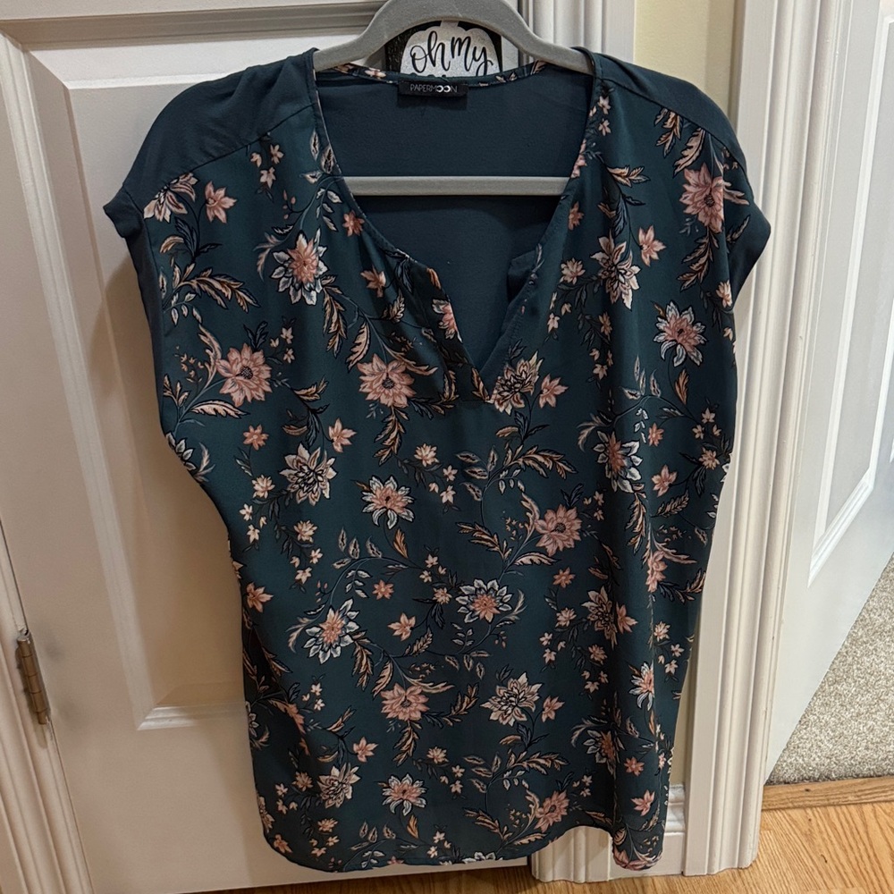 Papermoon Teal and Pink Floral Blouse